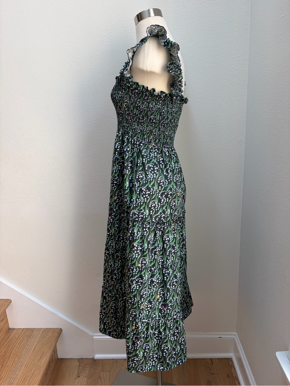 Hill House Home Ellie Nap Dress Lily Of The Valley Ruffle Fall Black Size Large - Picture 9 of 14